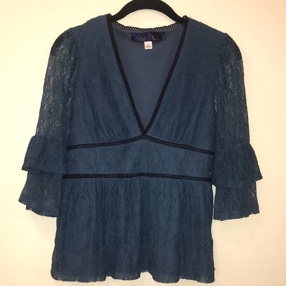Romantic Teal Lace Babydoll Top